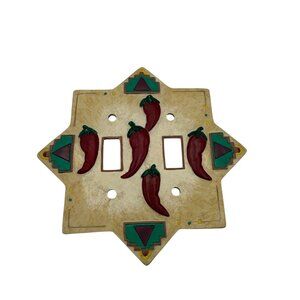 Southwestern Chili Pepper Light Switch Cover Dual Plate Star Design Beige